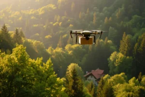 drone capturing forest